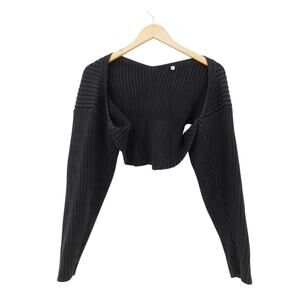 Moussy Dark Gray Ballero Micro Ribbed Knit Crop Cardigan Sweater Size One Size‎